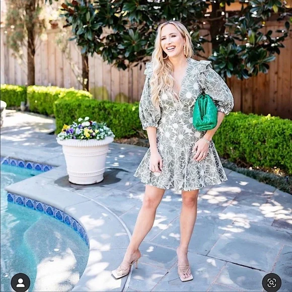 ❌SOLD OUT❌💚🍦NEW WITH TAGS🍦💚Maje dress in embroidered fabric size 36 US 2/4 - Picture 4 of 9